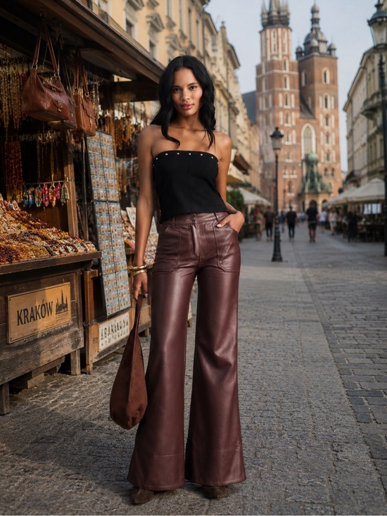 Anthropologie Pants - Anthropologie NWT Rylan Faux Leather Relaxed High-Rise Flare Pants by Pilcro 25